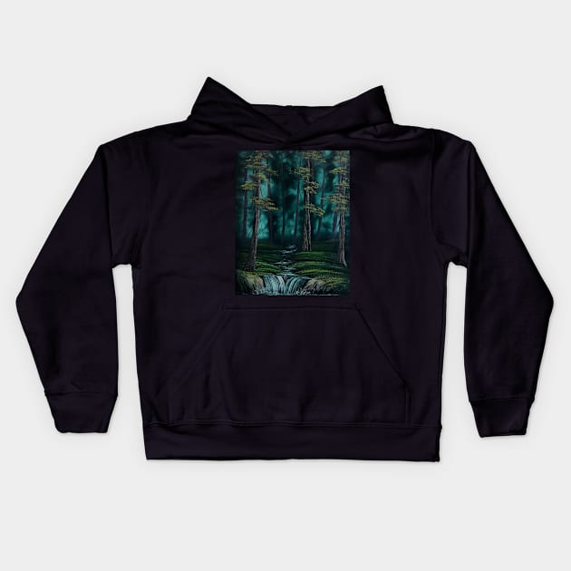 Deep Woods Waterfall Kids Hoodie by J&S mason